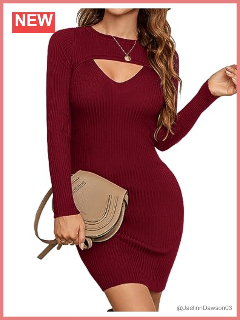Women's Ribbed Cut Out Long Sleeve Mini Sweater Dress Bodycon Party